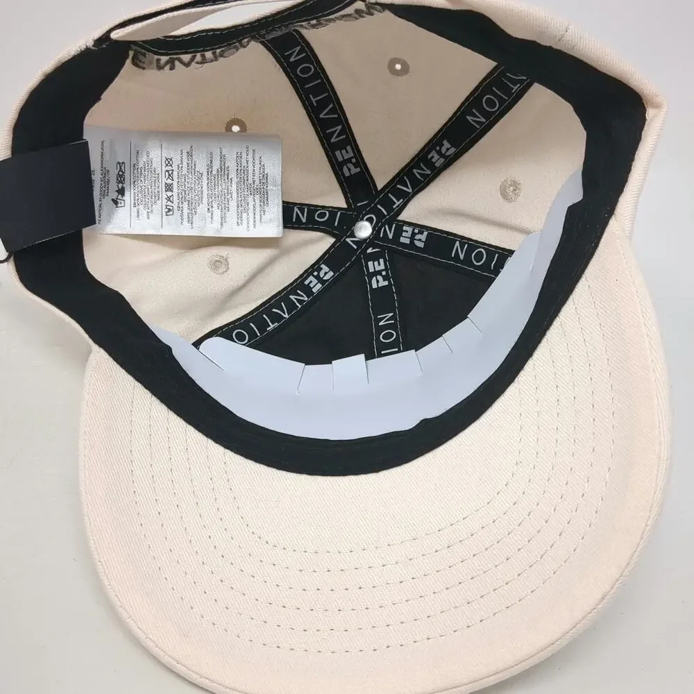 P.E Nation Baseball Cap Beige One Size Strapback Embroidered Worldwide Logo Hat